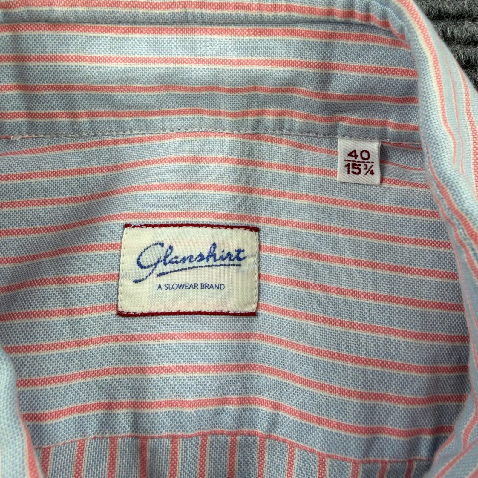 New Glanshirt Slowear Striped Button Up Shirt Mens 40 15.75 Blue Pink Italy Made — image 4 of 8